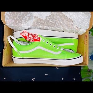 COPY - VANS NEON GECKO GREEN AND WHITE SKATE SHOES